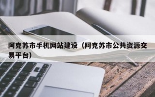 阿克苏市手机网站建设（阿克苏市公共资源交易平台）